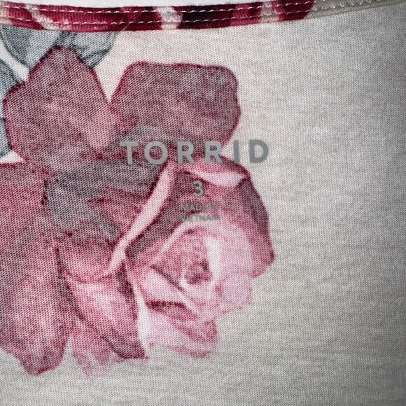 Torrid Womens 3X Top Heritage Jersey Tie-Front Babydoll Floral Casual Bohemian - Picture 4 of 10